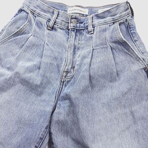 Aritzia Denim Forum The Belinda High Rise Wide Leg Pleated Raw Hem Lite Jeans 25